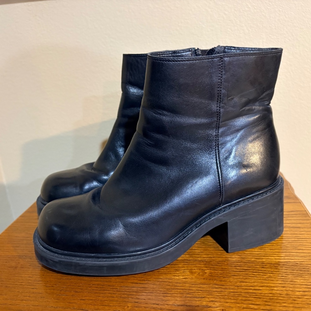 Nine West Cloud 9 Black Leather Ankle Boots Women's 8M - Picture 2 of 14